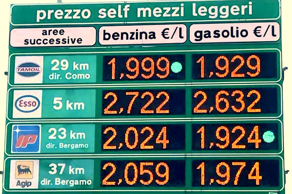 Dopo l'esposizione del prezzo medio, prezzo record della benzina in un Self Service sull'A8: 2,7 euro/litro