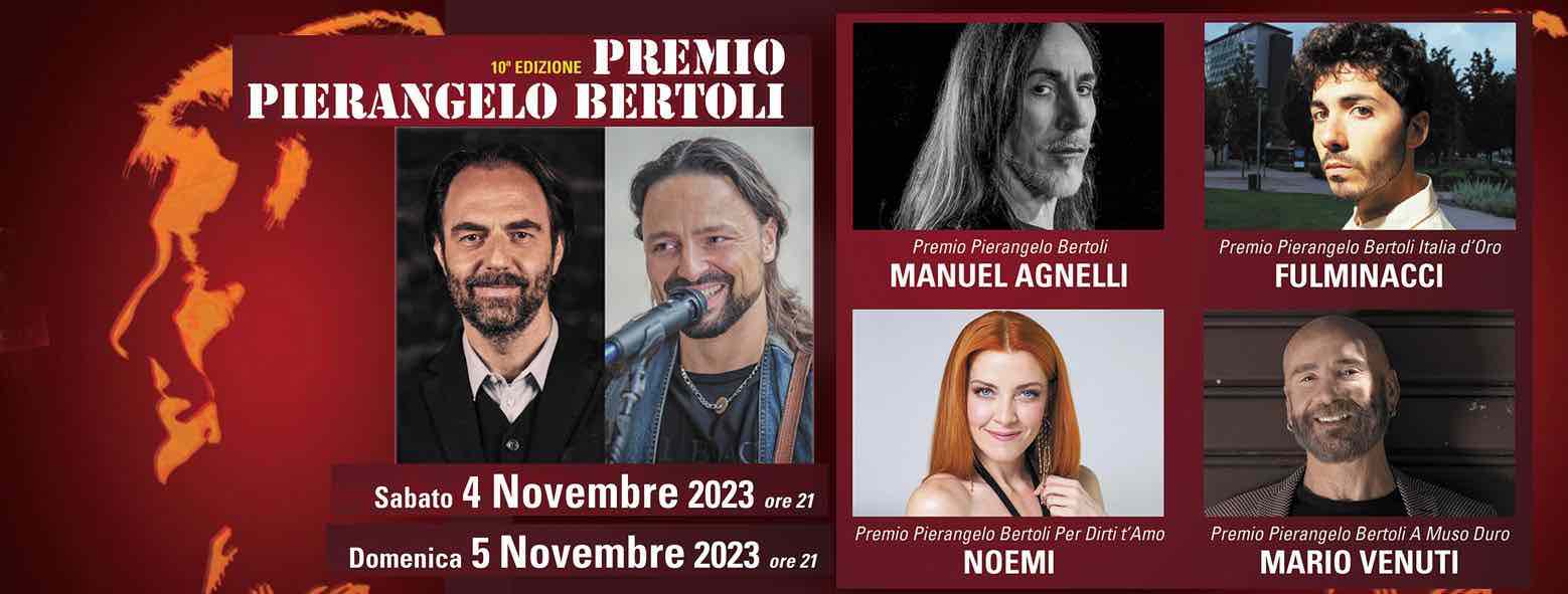 Sabato 4 e domenica 5 novembre, al Teatro Storchi di Modena, si terrà il Premio Pierangelo Bertoli: tra i premiati Manuel Agnelli, Fulminacci, Mario Venuti e Noemi. Ospite d'eccezione: Neri Marcorè