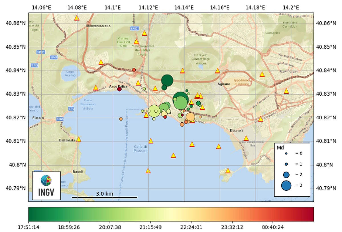 Forte scossa di terremoto ai Campi Flegrei: è in corso uno sciame sismico dalle 19:51 del 20 maggio