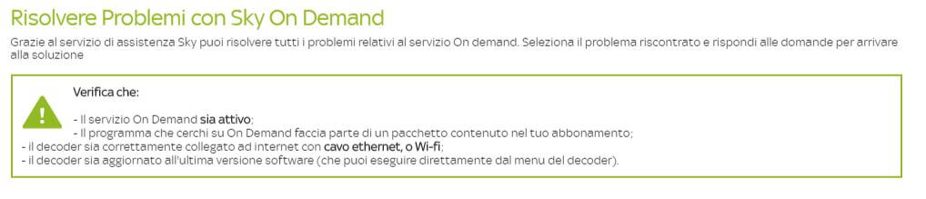 Come risolvere quando Sky On Demand non funziona