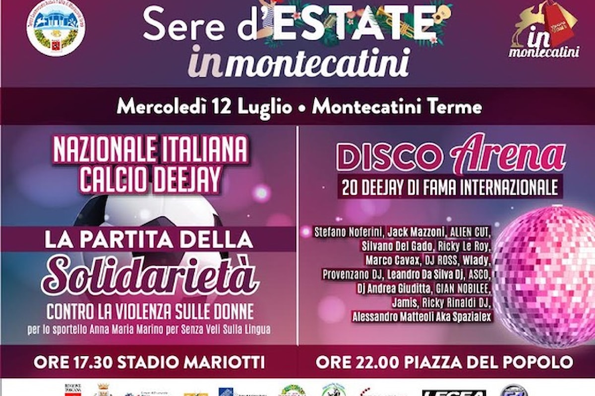 12 luglio, la Nazionale Dj in campo a Montecatini in una partita di beneficenza contro il femminicidio