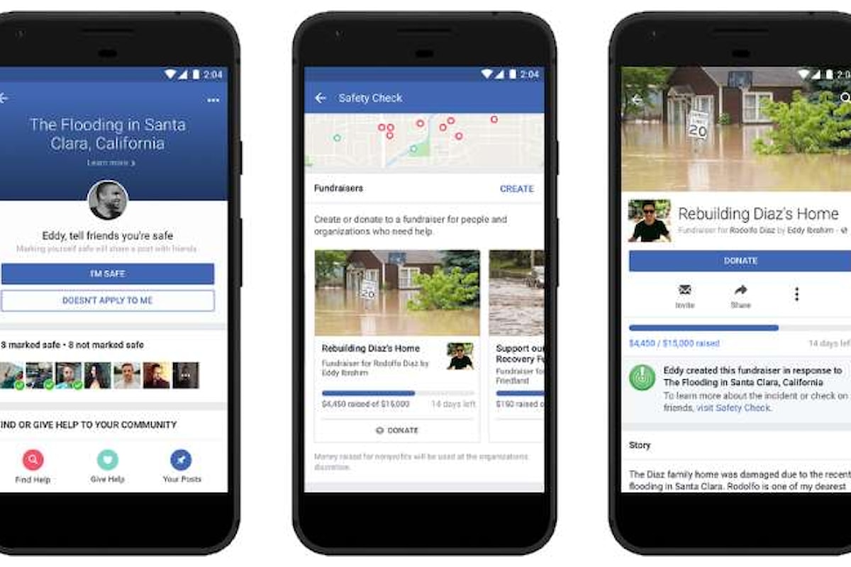 Facebook aggiunge la funzionalità per la raccolta fondi all'interno di Safety Check