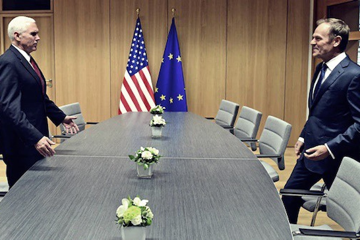 Vicepresidente USA Pence a Bruxelles: incontro con Tusk e parole promettenti