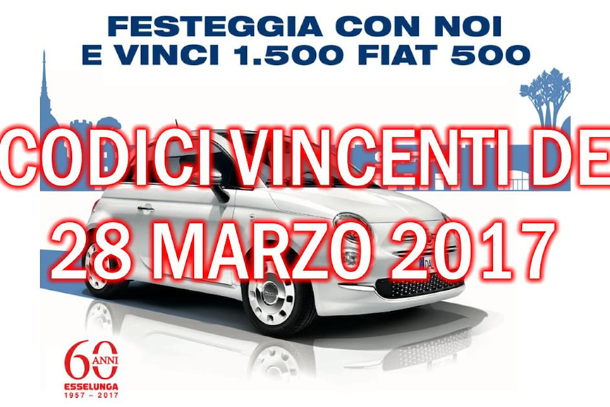 Esselunga: i codici vincenti le Fiat 500 estratti il 28 marzo 2017